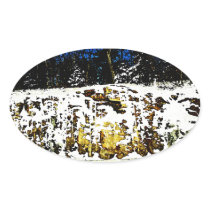 Rock Formation in the Snow Oval Sticker