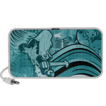 Rock Guitarist Blue Mp3 Speakers