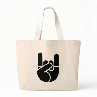 Rock Hand Stencil Tote Bag by kbilltv