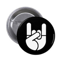 Rock Hand Stencil Pinback Buttons
