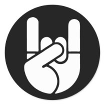 Rock Hand Stencil Round Stickers