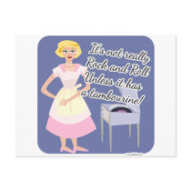 Rock n Roll Tambourine 50's Housewife Postcard