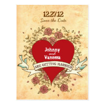 Rock 'n' Roll Wedding (Roses) Save the Date Postcards