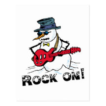 Rock On Guitar Playing Snowman Post Card
