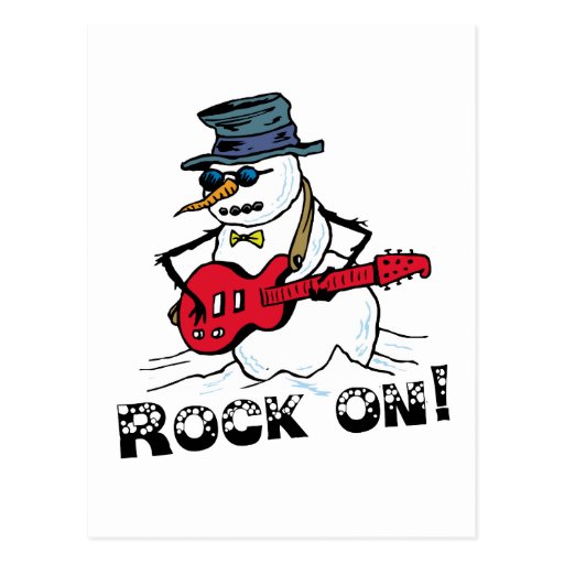 Rock On Guitar Playing Snowman Post Card