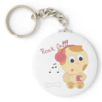 Rock on pup keychain