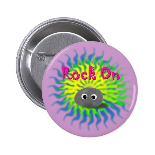 "Rock On" Tie-Dye Pet Rock Pin