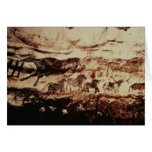 Rock painting of a leaping cow greeting cards