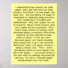Rock Paper Scissors Debate Funny Poster Sign