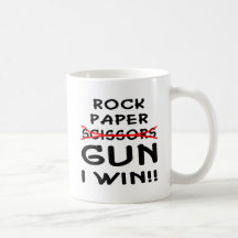 Rock Paper Scissors Gun I Win Mug