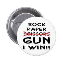 Rock Paper Scissors Gun I Win Pinback Buttons