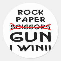 Rock Paper Scissors Gun I Win Stickers