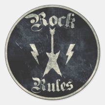 Rock Rules !! Round Stickers