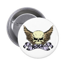 Rock Skull with Wings Pin