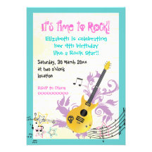 Rock star girly electric guitar birthday personalized announcements