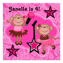 Rock Star Monkeys Birthday Invite invitations