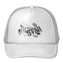 Rock Star White Mesh Truckers Cap Paint Splatter Trucker Hat