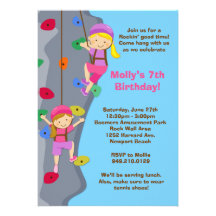 Rock Wall Climbing Birthday Party Invitation