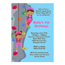 Rock Wall Climbing Birthday Party Invitation