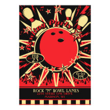 Rockabilly Bowling Party Invitation