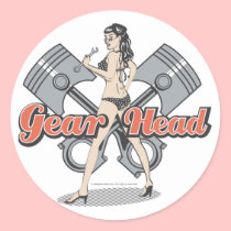 Rockabilly pinup girl with pistons stickers