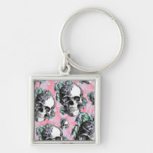 Rockabilly Skulls in Spring. Key Chains