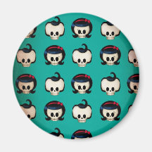 Rockabilly Skulls Pattern Fridge Magnets