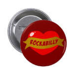 Rockabilly Tattoo Heart Pinback Buttons