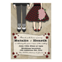 Rockabilly Wedding, 5x7 wedding Personalized Announcement