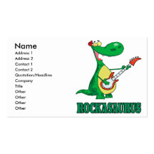 rockasaurus rock n roll dino dinosaur.ai business card template