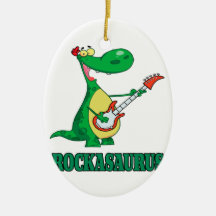 rockasaurus rock n roll dino dinosaur.ai christmas tree ornaments