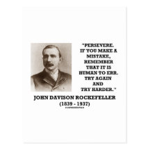 Rockefeller Persevere It Is Human To Err Try Again Postcards