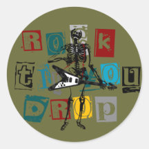 Rocker Skeleton Round Sticker