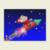 Rocket Santa 02 postcards
