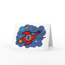 Rocket Ship 1st Birthday Greeting Card