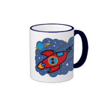 Rocket Ship 1st Birthday Mugs