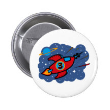 Rocket Ship 3rd Birthday Buttons