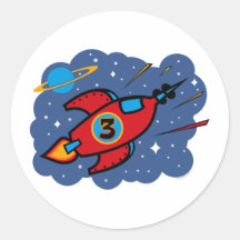 Rocket Ship 3rd Birthday Stickers