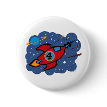 Rocket Ship 4th Birthday Pin