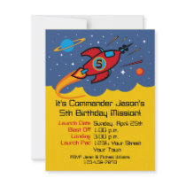Rocket Ship 5th Birthday Custom Invitations