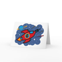 Rocket Ship 6th Birthday Cards