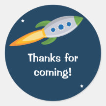Rocket Ship Birthday Party Sticker