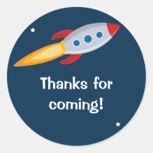 Rocket Ship Birthday Party Sticker