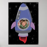 Rocket Ship Space Birthday Decoration Poster posters