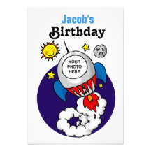 rocket space birthday kid announcements