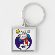 rocket space birthday kid keychain