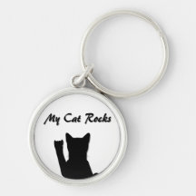 Rockin' Cat Premium Round Keychain