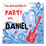 Rockin' guitar party invitation red white & blue