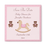 Rocking Horse & Teddies Save The Date Baby Shower magnets