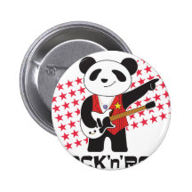 ROCK'n'ROLL PANDA Pinback Buttons